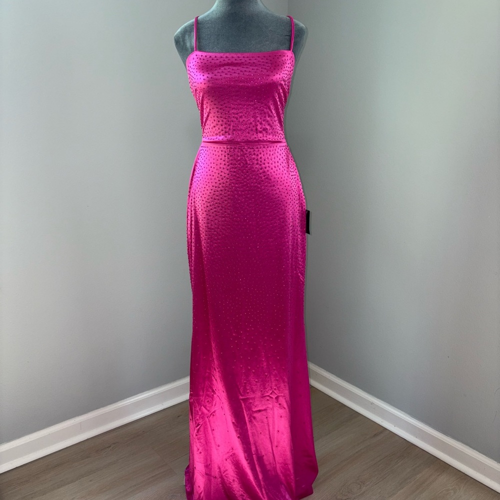 Lulu's Fuchsia Satin Dress